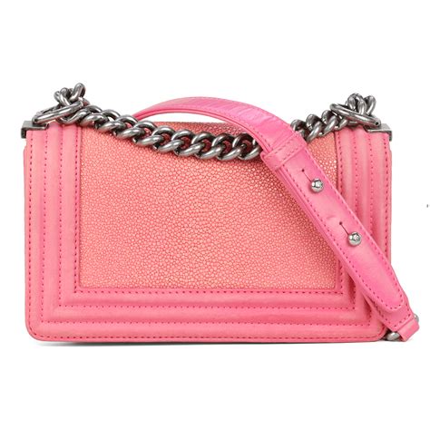 pink leather chanel galuchat boy bag